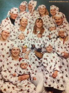 Now I wonder who's idea it was for everyone to be photographed wearing the same set of ugly pajamas. Not to mention, what the hell is the Timberland boots doing here?