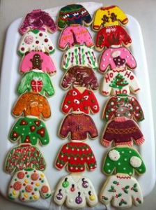 This goes particularly well if you have to go to an ugly sweater party. Still, I wonder who sells sweater cookie cutters?