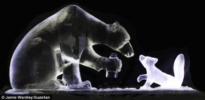 Fox: "Whats in that?" Bear: "I don't know but it's some sort of funny smelling brown water that tastes kind of strange. Wanna try?"