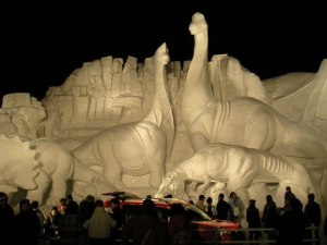 While making a snow sculpture of dinosaurs is okay, just make sure that they don't come to life. You don't want to live through a Jurassic Park situation.