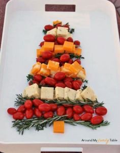 Of course, this platter shows about 4 kinds of cheese and cherry tomatoes. Still, has a lot of color to it if you know what I mean.