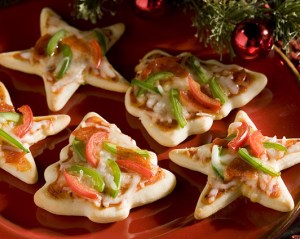 Now these are Christmas mini pizzas with peppers and tomato. However, I wish I had one with pepperoni. Don't care what shape it's in.