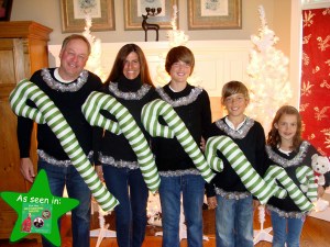 Of course, I'm sure the whole family approved that they attend the Christmas Party at Grandma's house by wearing sweaters containing giant green candy canes. Then again, maybe it was just the parents' idea.