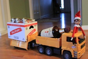 Okay, but I'd be very concerned about Flicker hauling a box filled with Red Stripe and a big bottle of bourbon. Yeah, the house is going to be a mess.