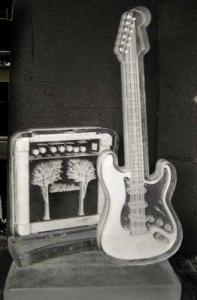 This is a nice guitar and amplifier but I doubt that you'd want to play with it. Of course, it will melt if you put it near fire.