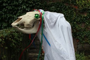 In Wales, we have Mari Lwyd, which is a festival in which a chosen member of the community parades around the street in a dead horse's skull. Must be traumatizing to the Welsh kiddies.