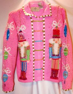 Actually, like the previous one, this pepto pink sweater seems horrendously tacky if you ask me. Also, nutcrackers are kind of creepy.