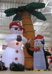 Seriously, what the hell is that snowman doing here next to a palm tree? Snowmen basically melt and evaporate in warmer, tropical climates. So there's no reason why Frosty should be near a palm tree in the first place.