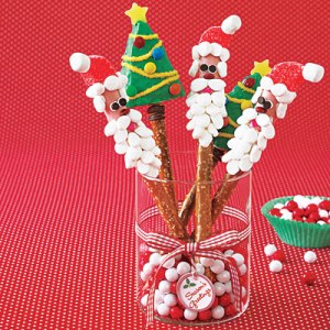 Now I don't know about you but doesn't Santa seem a bit skinny on a pretzel stick. Then again, to each his own.