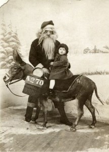 From Neatorama: "Again, this vintage Santa picture is simply terrifying and the bearded man looks more like a monster than St. Nicholas. Even the taxidermied donkey looks more alive than this Santa Claus." Hope this little girl survives her visit to Santa and lives to tell the tale.