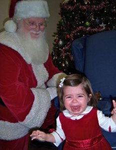 Santa: "So little girl, what would you want for Christmas this year?" Little Girl: "Mommy, please, don't make me sit on that man's lap. He looks like he wants to eat me."