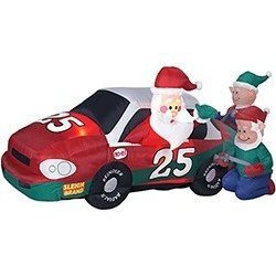 Santa, this seems too dangerous for you! You don't want to wreck on the racetrack don't you? Still, why does this thing exist for God's sake?