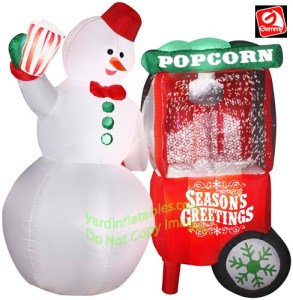 So how does Frosty manage to scoop up the popcorn from the machine without melting his hand? I mean it takes a lot of heat to make popcorn pop doesn't it? Perhaps Frosty should just stick to selling ice cream instead.