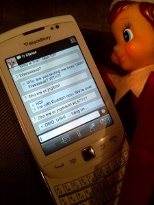 Wait a minute, he's not texting to Santa. He's sexting to someone else. Boy, Krinkles seems to have some internet sexting addiction if you know what I mean. I hope the parents don't get in trouble.
