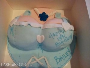 For God's sake, as if sexualizing young girls and teenagers isn't enough. Seriously, sure girls may have breasts by the time they're 13, but that's no reason for getting a boob cake for them on their 13th birthdays! Seriously, what the hell is wrong with this girl's parents?