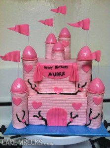 Then again, perhaps this cake isn't appropriate for Aubrie's birthday party and perhaps more suitable for her bachelorette party when she gets older. Seriously, there's just something phallic about those pink castle towers for some reason. Maybe the baker shouldn't have gone with cones.