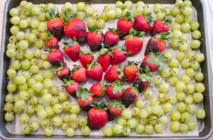 Of course, you can dip the strawberries in the chocolate fondue fountain. The grapes, not so much.