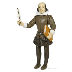 Comes with a quill and book of his compiled plays. Globe Theater and all-male acting troupe not included. If you're a girl, he may not think you're man enough to play Juliet since women weren't allowed on the English stage until King Charles II. Available in a ye Olde Elizabethan store near you.