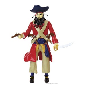 Of course, he comes with multiple guns and a big ass 17th century sword. Nevertheless, unlike the real Blackbeard, he doesn't set fire to his beard or shoot members of his crew (allegedly). Also, though not a nice man, his cruelty might be exaggerated for publicity's sake.
