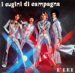 What's even funnier is that 2 of these guys have afros and all have platform shoes on. Of course, since Italians love dressing in fine clothes, it's probably no surprise that these polyester suits were made by some designer and didn't come cheap.