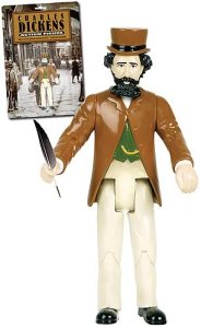 Comes with his very own quill pen. Oliver Twist, Tiny Tim, Little Nell, Wackford Squeers, Sidney Carton, Uriah Heep, Miss Havisham, Little Dorrit, and Ebenezer Scrooge not included. Also, has a bunch of kids and leaves his wife for some actress. The jerk.