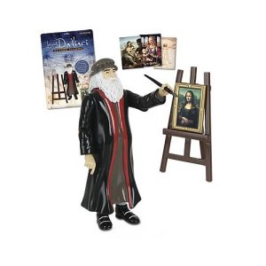  Comes with paintbrush, 4 paintings, frame, and easel. Last Supper, sketches, and inventions not included. Moves to France later in life. Not to mention, is gay and left-handed. Also was never involved in  secret organization that believed Jesus had a child with Mary Magdalene (sorry, Dan Brown).