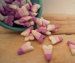 I know that this candy is probably home made. Yet, since it's a controversial candy for Halloween, I wouldn't risk making candy corn for Valentine's Day.