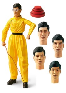 Yes, while many bands have action figures of all their members sold separately, Devo just has one body that uses the same heads of all its members. Comes with a whip and funny hat. Seriously, such pack arrangements are pretty crazy.