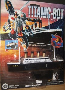 I have no idea why anyone would design this. Seriously, not only does it denigrate a terrible 1912 tragedy made into a Leonardo DiCaprio movie, but it kind of gives kids a false idea of history. I mean would anyone want 9/11 be diverted into a giant robot? How about the Hindenburg? Besides, this screams Dollar Store knock off. Yet I know that Michael Bay would definitely make a movie with Titanic-Bot if he could get away with it.