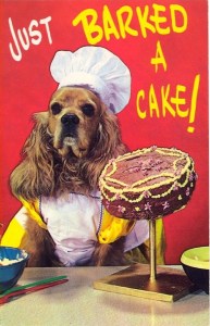 So how does a dog bark a cake? Makes no sense whatsoever. Guess those behind the design were aiming for cuteness. Also, what's in the cake? Hope it's not disgusting.
