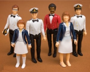 Okay, these consist of Captain Stubing, Vicki, Julie, Gopher, Isaac, and Doc Bricker. Yeah, and they even have a toy ship sold separately that you can put these figures in. Sure it ran for 8 seasons and was very popular. But still, I don't think a play set tie in would do any favors for the sponsors, especially during the 1980s.