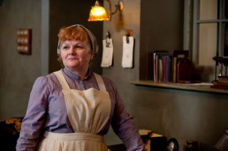 Cook: At Downton Abbey, this is the person responsible for cooking all the food and supervising the kitchen. This job goes to a cantankerous and no nonsense middle-aged woman who rules her kitchen with an iron rod and quick tongue. But she can make anyone with a strong anti-British culinary prejudice enjoy English food. Doesn't permit profanity unless she's doing the swearing. Also takes a lot of frustrations on her staff. Hey, what do you expect from someone who has to cook 8 hot meals a day?