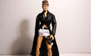 Now I'm no fan of Sarah Palin at all. I think she's just scary demagogue of the Radical Right of the Republican Party. Yet, I think Top Tenz can say it best: "The grimace on her face is just creepy, for lack of a better word. It just screams, “You betcha!” There’s no way I’d put this thing in my house. For all those men who find Sarah to be sexy, well…this action figure does her no justice. I guess the short skirts, low-cut shirts, and bare mid-drifts do something, but man, that face, that face." Has 3 different outfits.