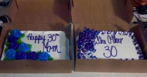 You'd think this is for a mother's 30th birthday party. Yet, when you see the other cake, turns out it's actually for her 60th. Nevertheless, pretty mean if you ask me.