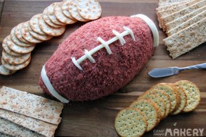 Of course, the bacon gives this cheese football its color after being ground up into tiny bits. Still, definitely not for people with high cholesterol.