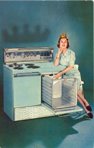 Must be that the oven doors have no windows in them and that there are two of them. Still, that color may be nice but the stove is hideous.