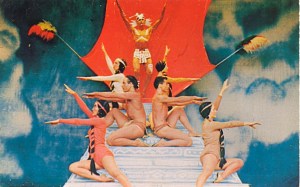 This drama is called "Florida Aflame" which is about the Seminole Indians. Still, I wonder what a real Seminole Indian would think of this production. Seriously, this seems to be something I'd more likely see in a Lady Gaga music video than on an Indian reservation. I mean why?