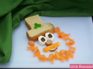 I'm not sure you can retain the shape in a plastic bag, but I have to admire the artistry here. I especially like the marshmallow and chocolate eyes as well as the carrot beard.