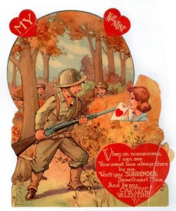 Of course, this would've been quite different if she didn't come out of the bushes. Also, the guy better watch where he puts that bayonet or his gun on that matter.