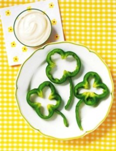 And I see that this person is twice as lucky since they have 2 4 leaf clovers on their plate. Also, they have some creamy dressing to dip them in.