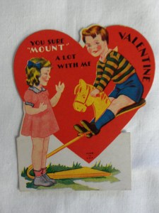 Is it just me or does this valentine's message seem apparently dirty? I don't know but I have a feeling, "mount" doesn't really mean going on the playground horsey on this valentine.