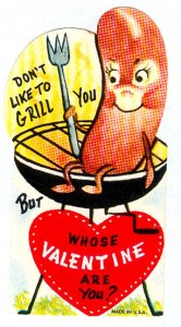 Hmm, seems like this one is having his or her own sausage grilling itself for a change. Never mind the evil maniacal look on that hotdog's face.