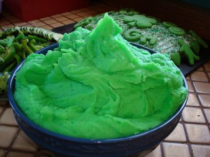 Now I love potatoes just as much as the next Irish girl, but still, these are quite disgusting. Seriously, green mashed potatoes?