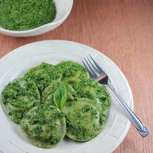 The green coloring agent here is probably pesto but I can't be exactly sure on these things. 