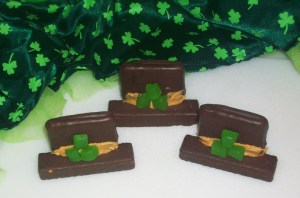 Of course, they consist of 2 chocolate covered cookies from the store, peanut butter to hold them together, and gum drops to decorate. Of course, I'd just take off the gumdrop before eating.