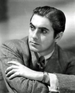 Born in a showbiz family that spanned generations, Tyrone Power appeared in dozens of films in the 1930s to the 1950s as a matinee idol appearing from romance and swashbuckling movies like The Mark of Zorro to serious drama like The Razor's Edge. He also served in the Marines in WWII. Tragically, he died of a heart attack at 44.