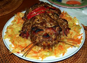 Now despite being made from ground meat, this one doesn't look very pleasant for some reason. Yet, you have to love its whiskers.