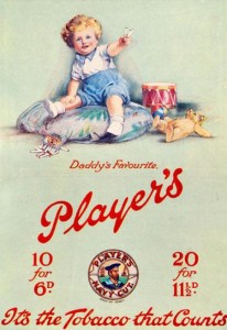 This little child has toys around him but he's only playing with his daddy's cigar. This is pretty disturbing for obvious reasons. Guess he wants to die with his lungs all filled with tar like his daddy.