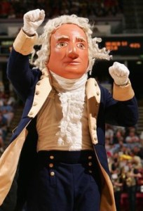 Possibly one of the worst renditions of the first US president I've ever seen. Kind of borders between defamatory and terrifying at the same time. Seriously, I'm sure no British soldier can shit as fast than in the sight of this monstrosity.