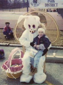 I know it's supposed to be a rabbit but it seems that this Easter Bunny seems A. on meth, B. has a day job as a franchise horror movie villain, C. has had his Easter Bunny costume made by someone who thinks he's some burned out rabbit drug fiend, or D. all of the above.